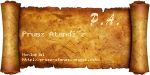 Prusz Atanáz névjegykártya